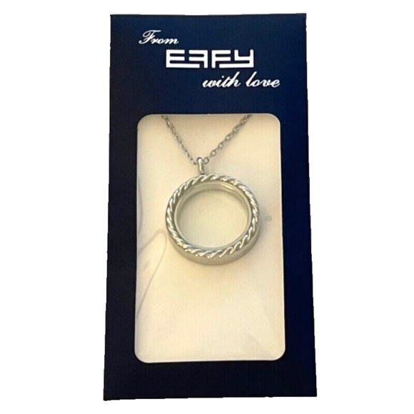Effy Charm Holder Locket Necklace; Silver Tone Pendant and Chain - Picture 1 of 1